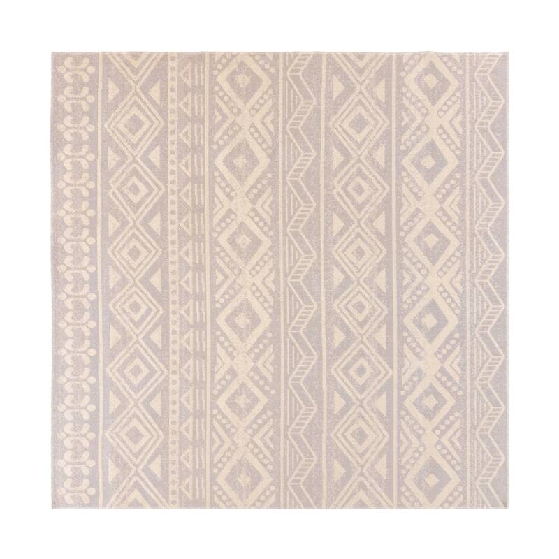 Gertmenian Vintage Modern Bohemian Polypropylene Indoor/ Outdoor Area Rug - 6'6" Square - Meyer Grey