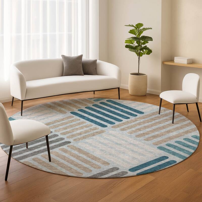 Machine Washable Indoor/ Outdoor Modern Weave Chantille Rug