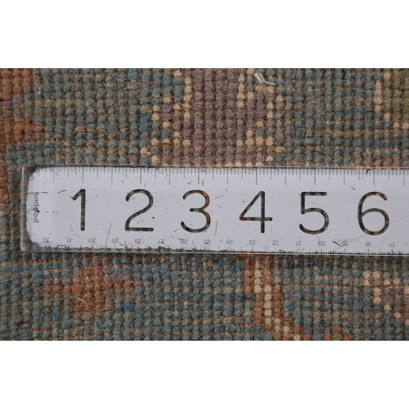 Hand Knotted Oriental 100% Wool Carpet Transitional All-Over Navy Blue & Blues Oushak Runner Rug - 9' 9'' X 3' 3''