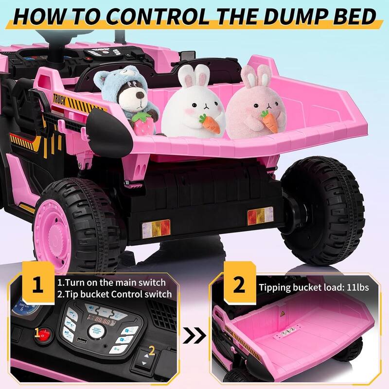 24v 2-Seater Kids Ride on Dump Truck Toy with Remote Control for Kids Best Gifts