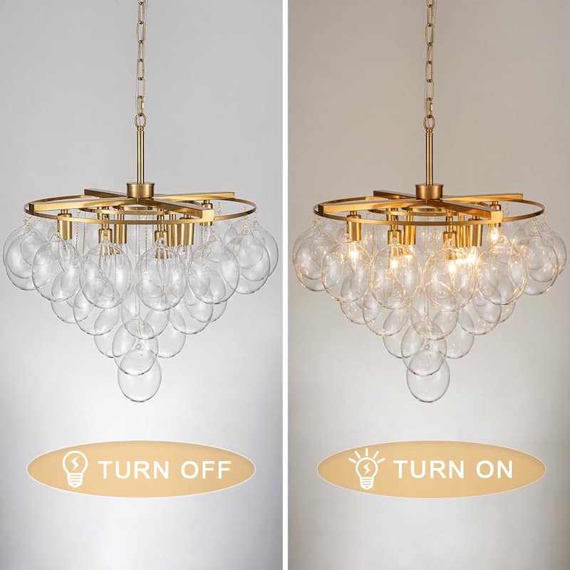 Starsky 8 - Light 23in. Modern Glam Cluster Glass Bubble Chandelier with 28 Clear Glass Globe Bubble