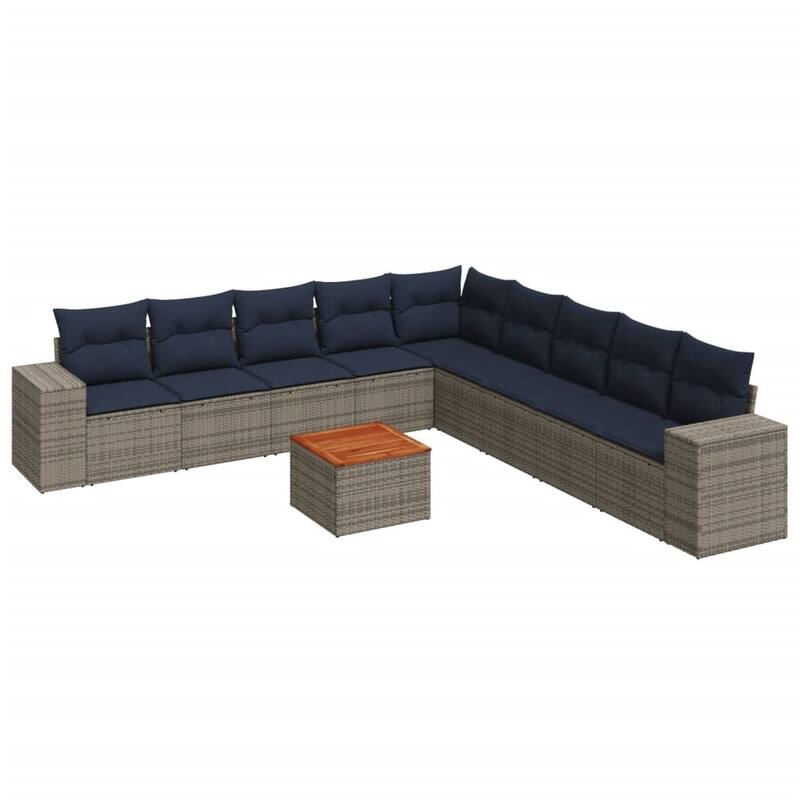 vidaXL Patio Sofa Set with Cushions Outdoor Furniture 10 Piece Poly Rattan - 24.4x 24.4x 27.2