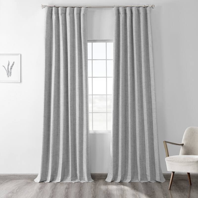 Exclusive Fabrics Vintage Thermal Cross Linen Weave Blackout Curtains (1 Panel) - 50 X 108 - Millennial Grey