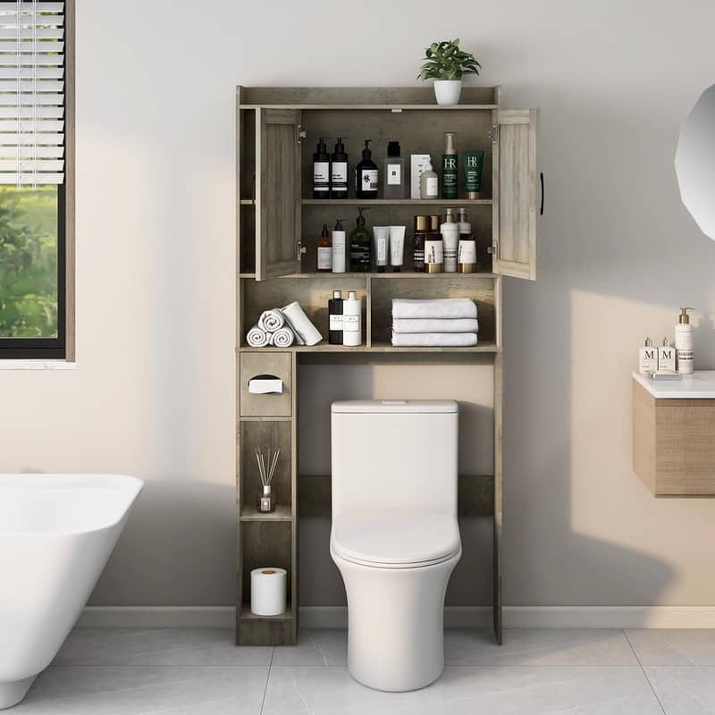 Over The Toilet Storage Cabinet - 7.9"D x 32"W x 67"H