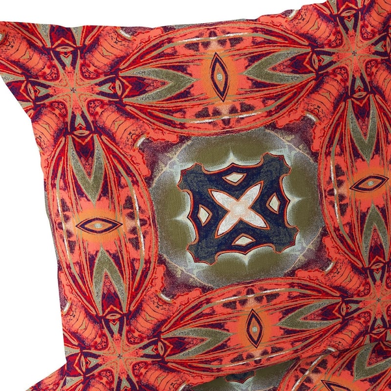 HomeRoots Set of Two 16" X 16" Pink and Green Blown Seam Floral Indoor Outdoor Throw Pillow - 16.00' X '16.00' X '5.00