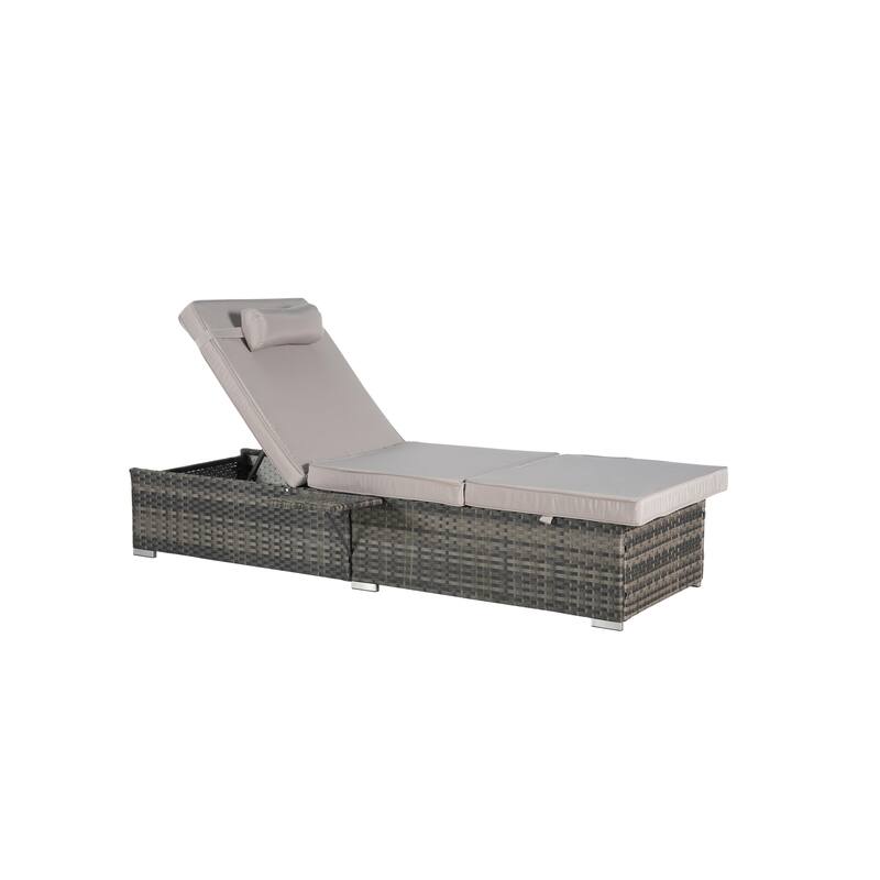 GDFStudio - Amelia Outdoor Chaise Lounge Chair Set of 2 with Adjustable Recline and Side Table for Poolside Relaxation