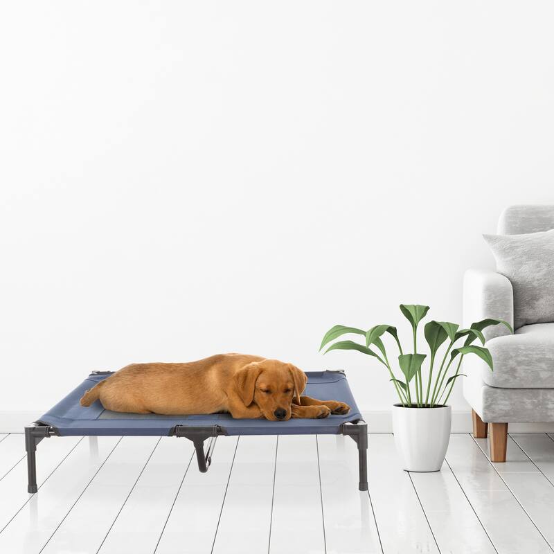 Petmaker Steel Frame Elevated Dog Bed with Non-Slip Feet - Indoor/Outdoor Puppy Cot for Pets