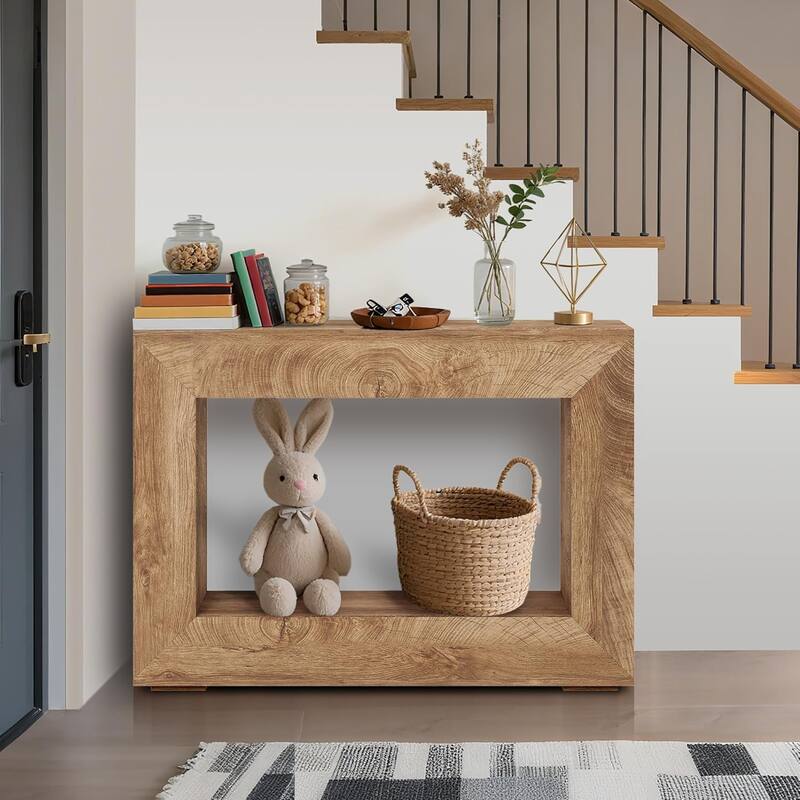 47" Farmhouse Console Table, Long Sofa Table Behind Couch, Wooden Entryway Table