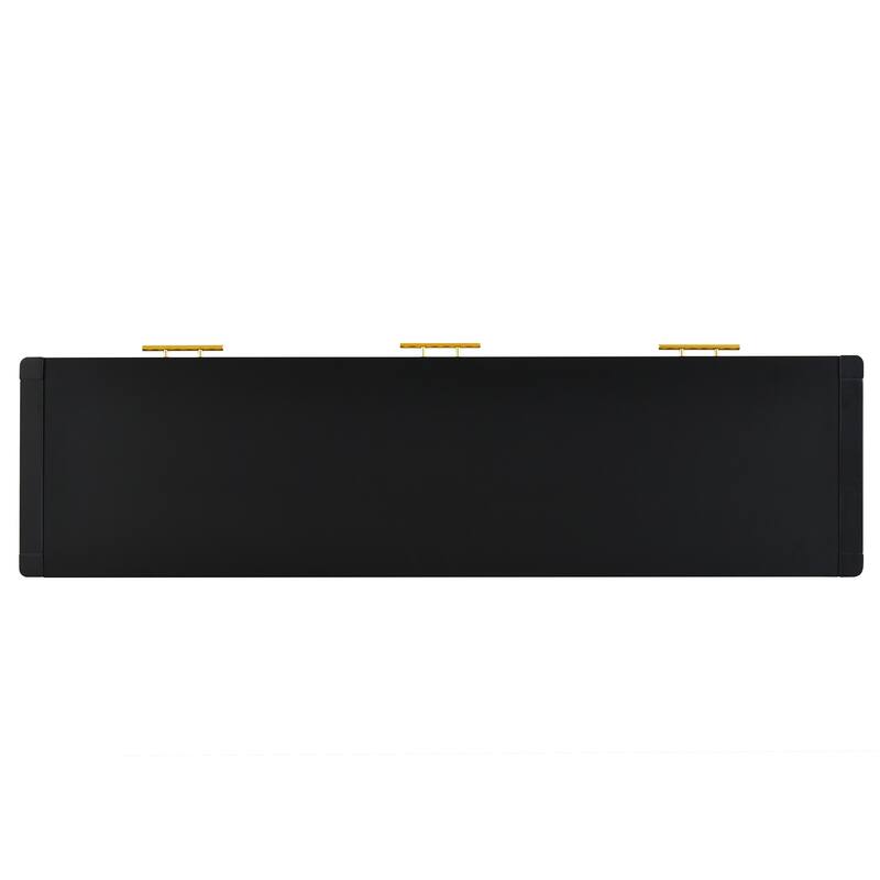 Anmytek Black Console Table with Ribbed Drawers and Gold Hardware Modern Entryway and Living Room Storage