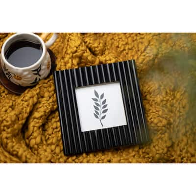 Square Ridged Picture Frame - for 4" x 4" Photo - Black - 4-inchx4-inch