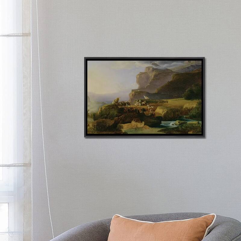 iCanvas "Battle of Thermopylae in 480 BC, 1823 " by Massimo Taparelli d' Azeglio Framed