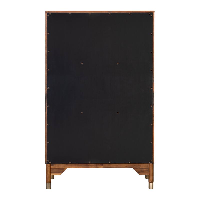 Furniture of America Forma Mid-Century Modern Walnut Solid Wood 5-Drawer Storage Chest