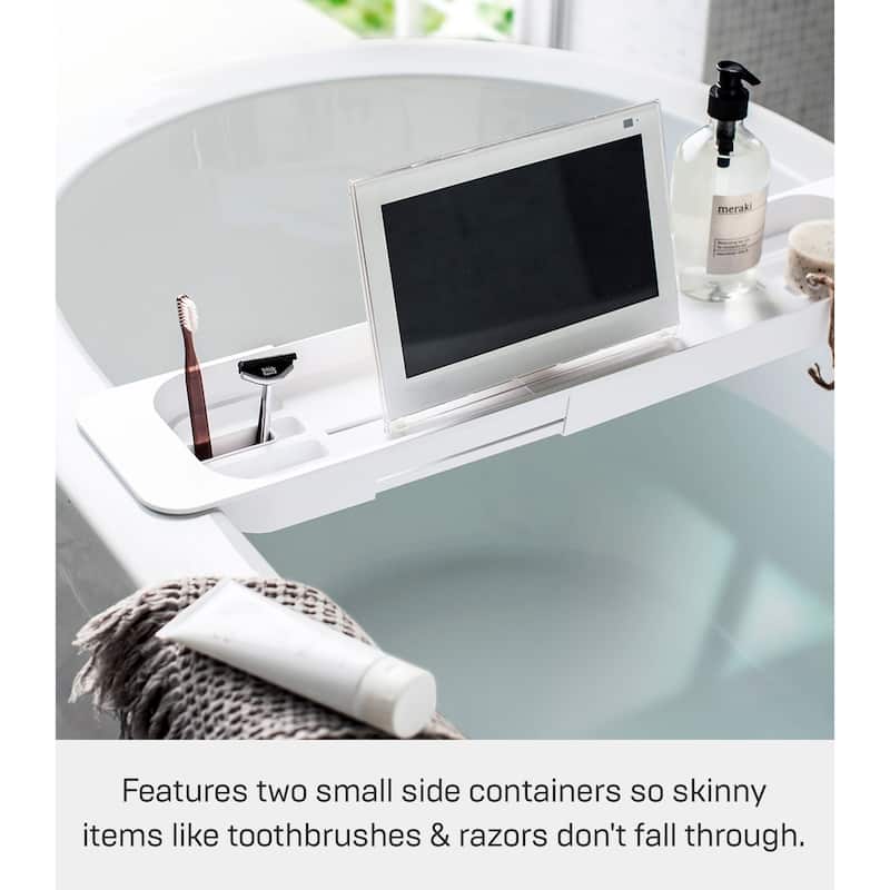 Yamazaki Home Expandable Bathtub Caddy, ABS Plastic, Holds 6.6 lbs, Expandable - L 6.1 x W 22.64 x H 1.77 inches