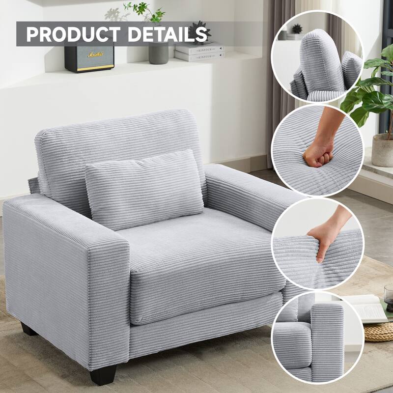 Corduroy Widened Single Sofa Chair, A Extra Lumbar Pillow