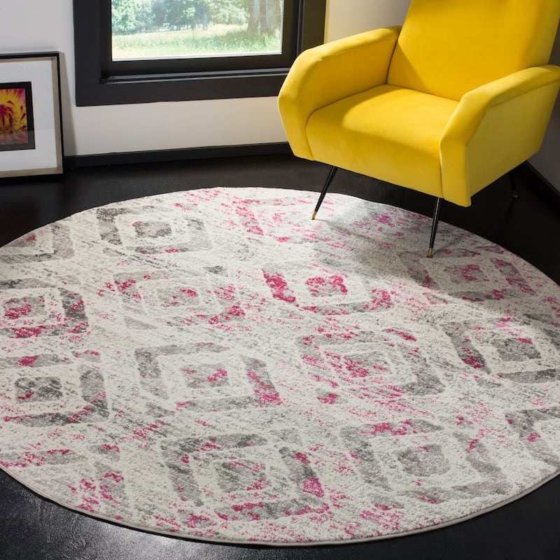 SAFAVIEH Skyler Katy Modern Rug - 6'7" Round - Ivory/Pink