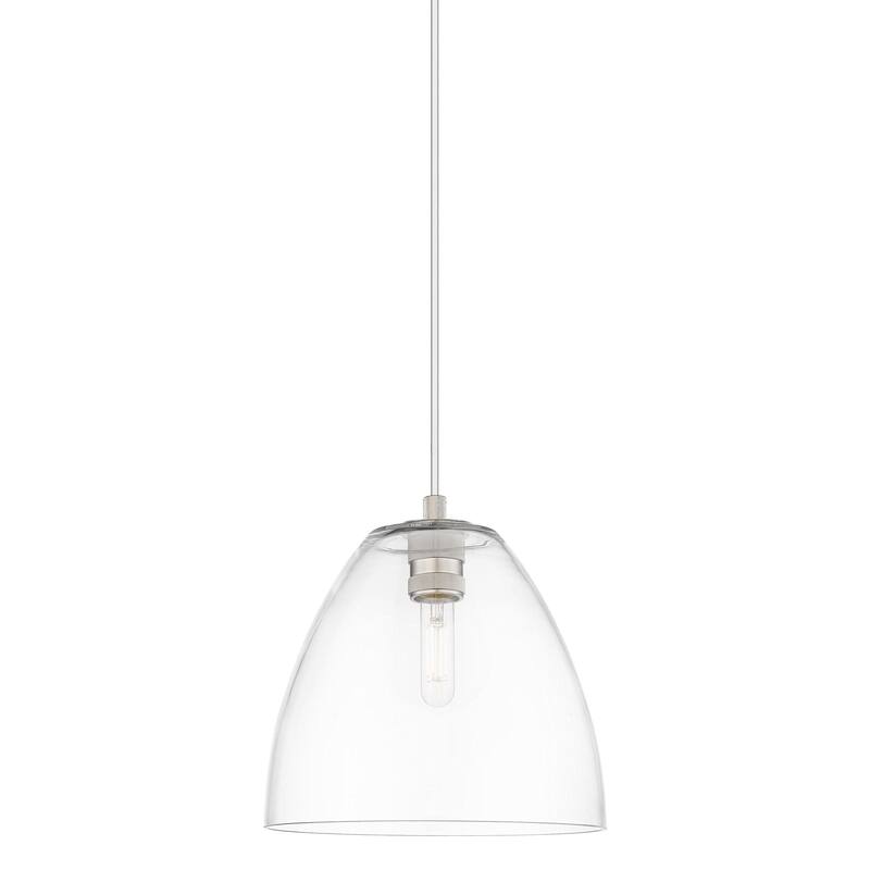 Innovations Lighting 434-1P-11-9 Crown Point Pendant Crown Point 9" - Satin Nickel / Clear