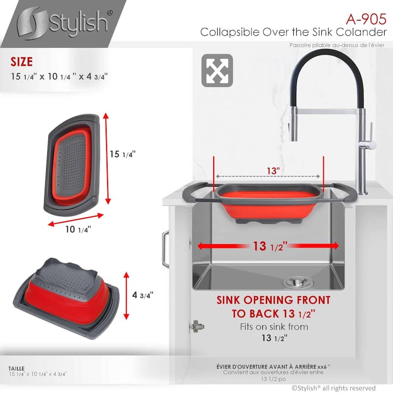 STYLISH Collapsible Colander Over The Sink with Extendable Handles 15