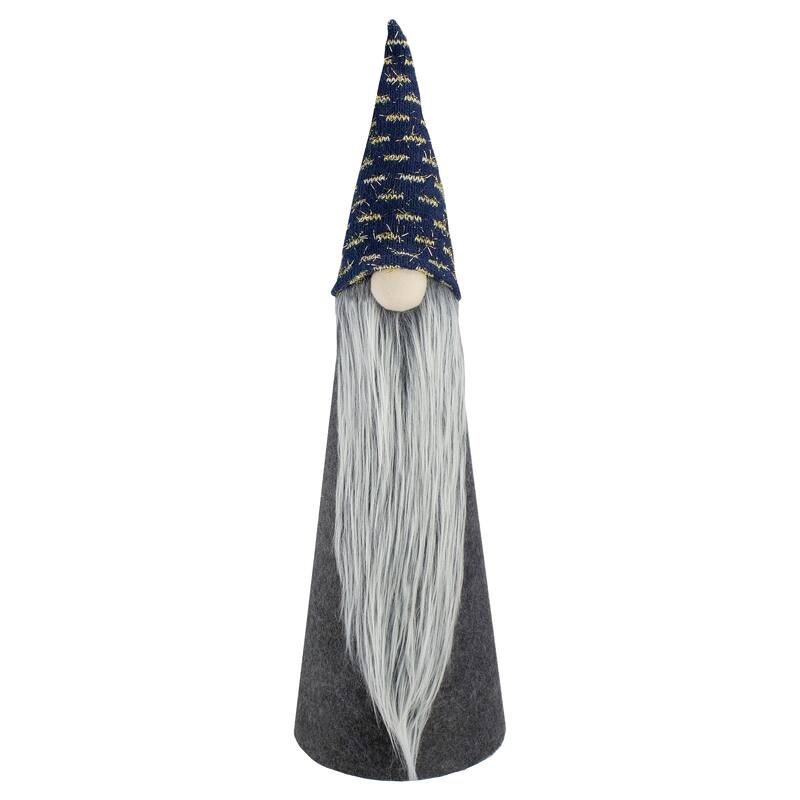 20" Gray and Blue Cone Gnome Christmas Tabletop Decor