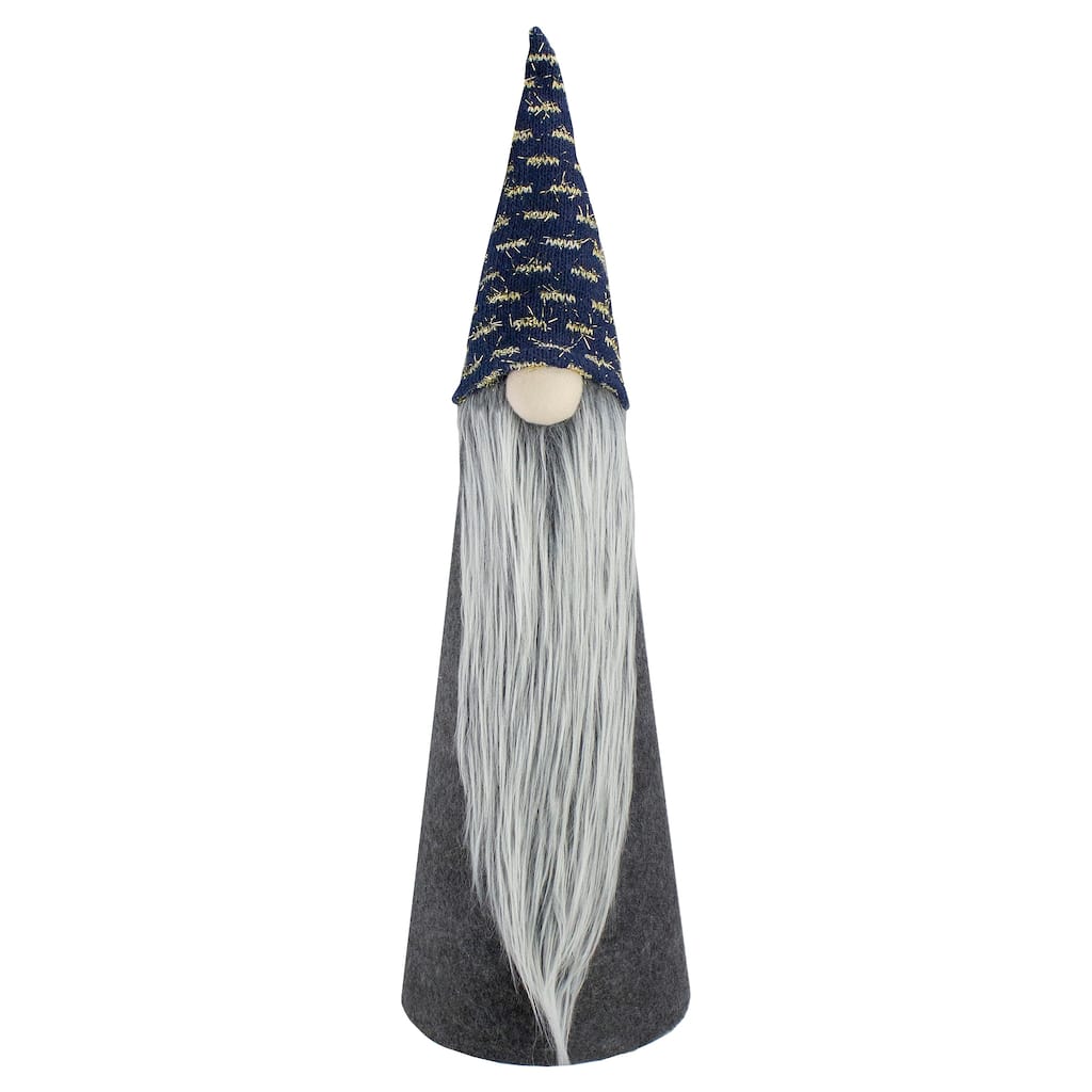 20" Gray and Blue Cone Gnome Christmas Tabletop Decor