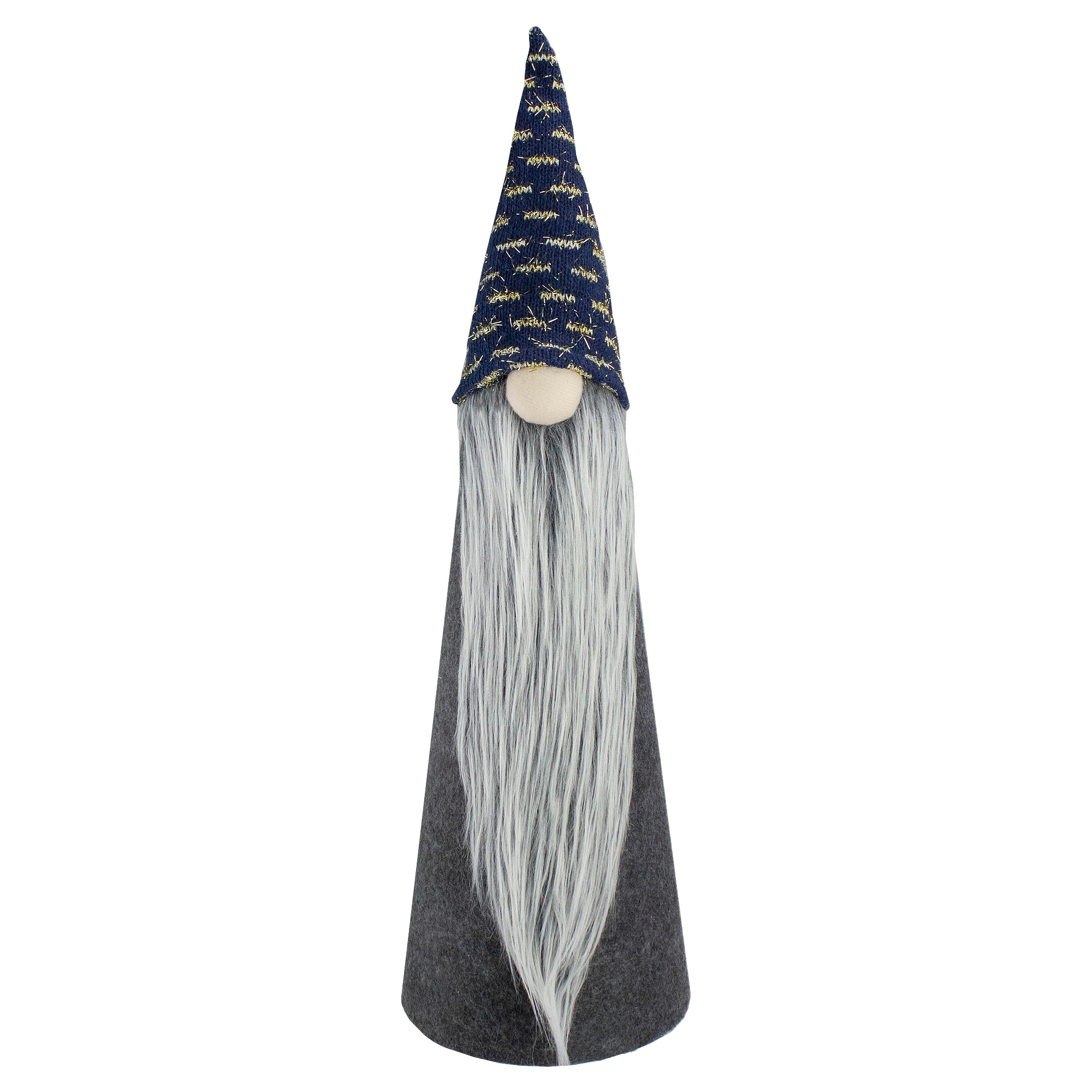 20" Gray and Blue Cone Gnome Christmas Tabletop Decor
