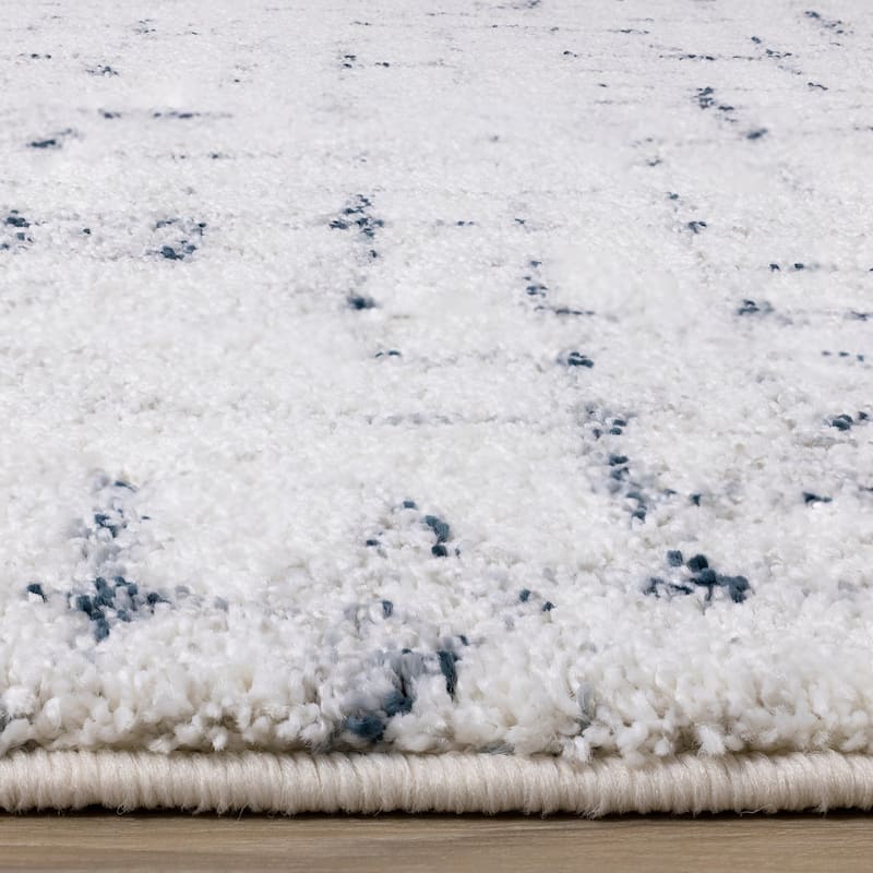 Soft Collection - Cream/Blue Soft Grid Rug - 2'0" x 3'7"