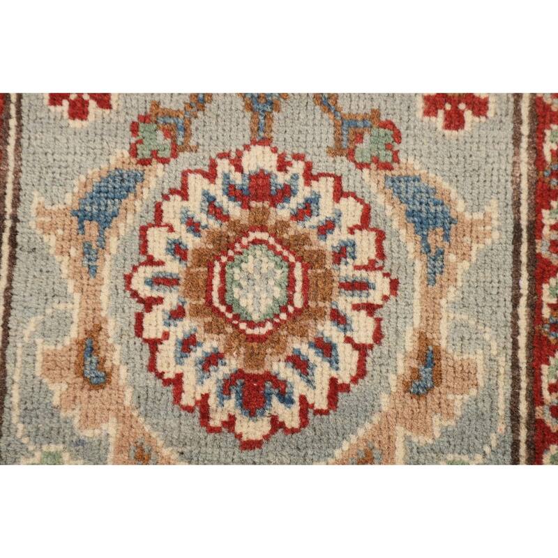 Geometric Kazak Oriental Runner Rug Handmade Hallway Wool Carpet - 2'2" x 6'1"