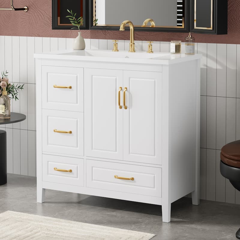 Christopher Knight Home - Simon 36" Resin Vanity with Sink and Soft-Closing Storage