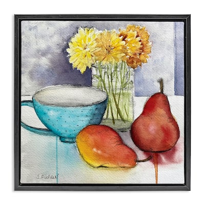 Stupell Modern Kitchen Teacup & Fruit Framed Floater Canvas Wall Art Design By Stephanie Fielden