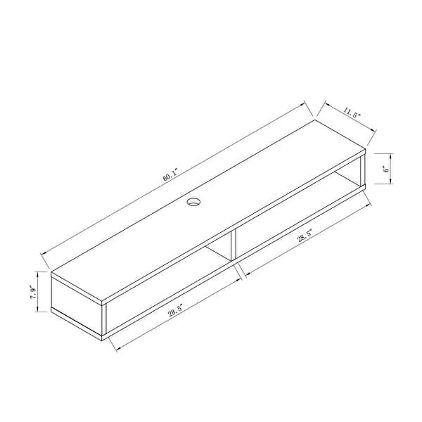 dimension image slide 1 of 2, Rydstorp Modern 60-inch 2-Shelf Wall-mounted TV Console by Carson Carrington