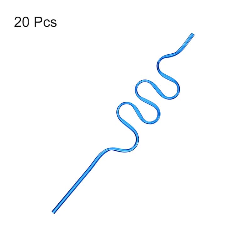 20pcs Silly Straws, 260x45mm Crazy Straws for Gift Christmas - Blue
