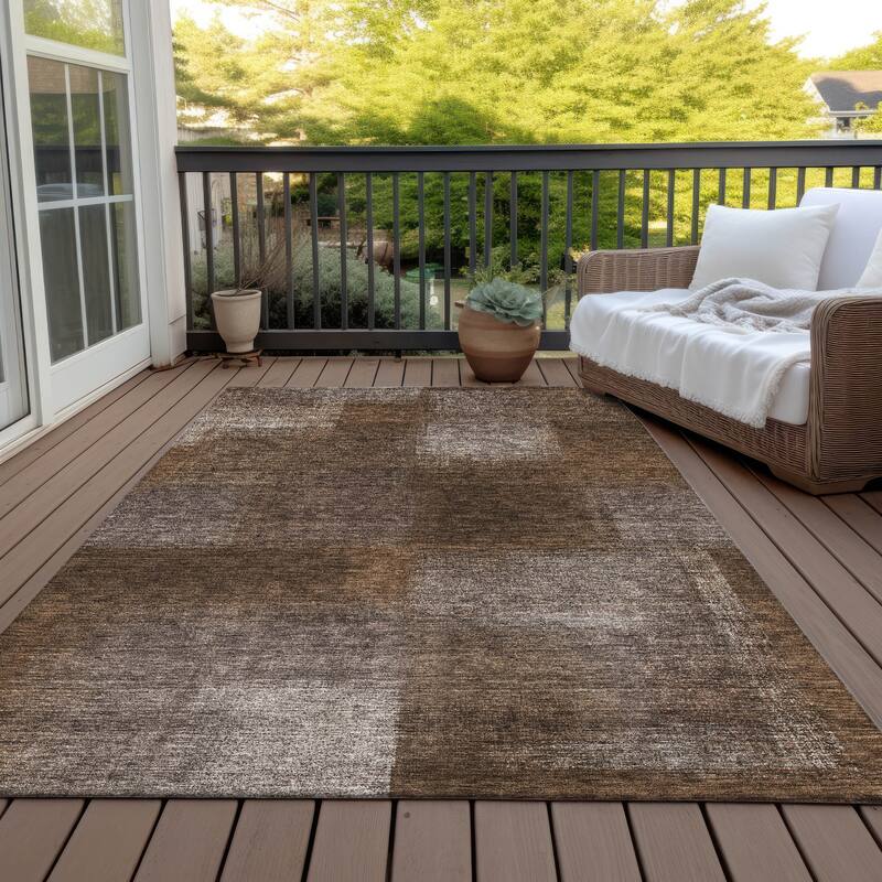 Machine Washable Indoor/ Outdoor Chantille Casual Ombre Rug - Chocolate - 3' x 5'
