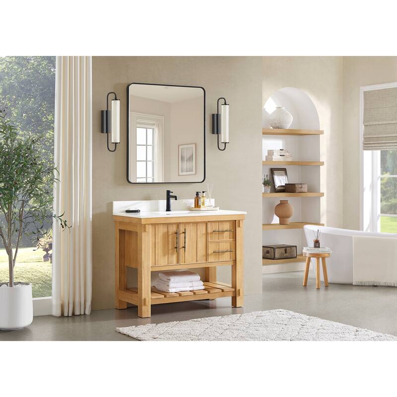 Paris Bath Vanity, Quartz Stone Top without Mirror