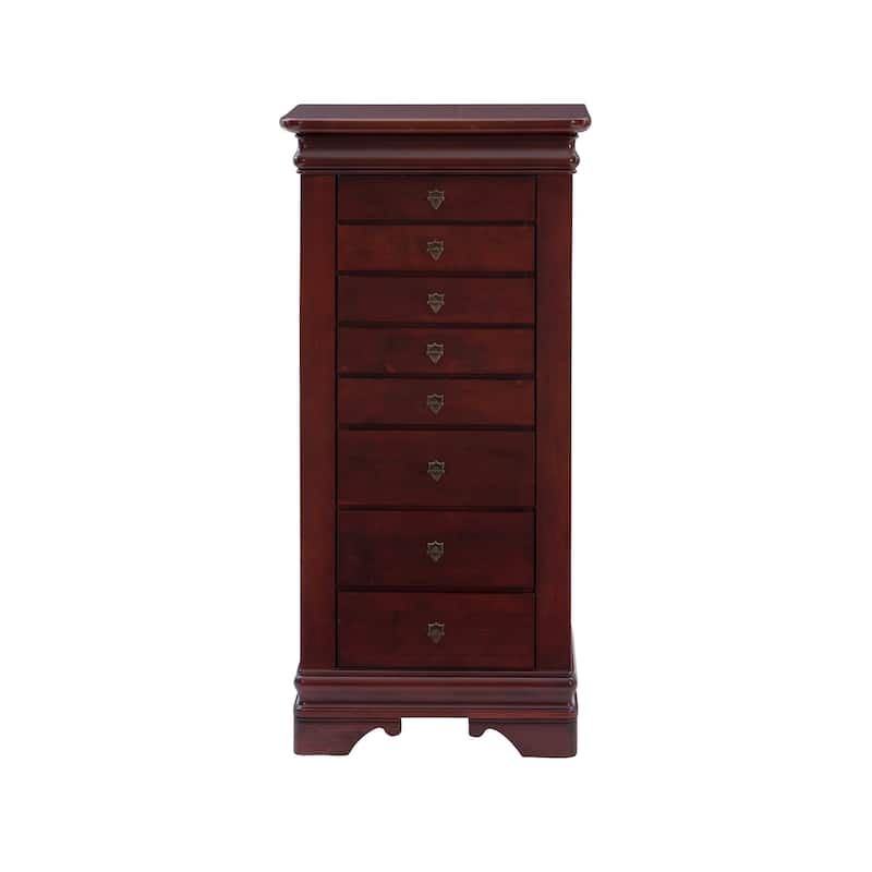 Flip-Top Wooden Jewelry Armoire with 8-Drawer - 42.75" - Brown