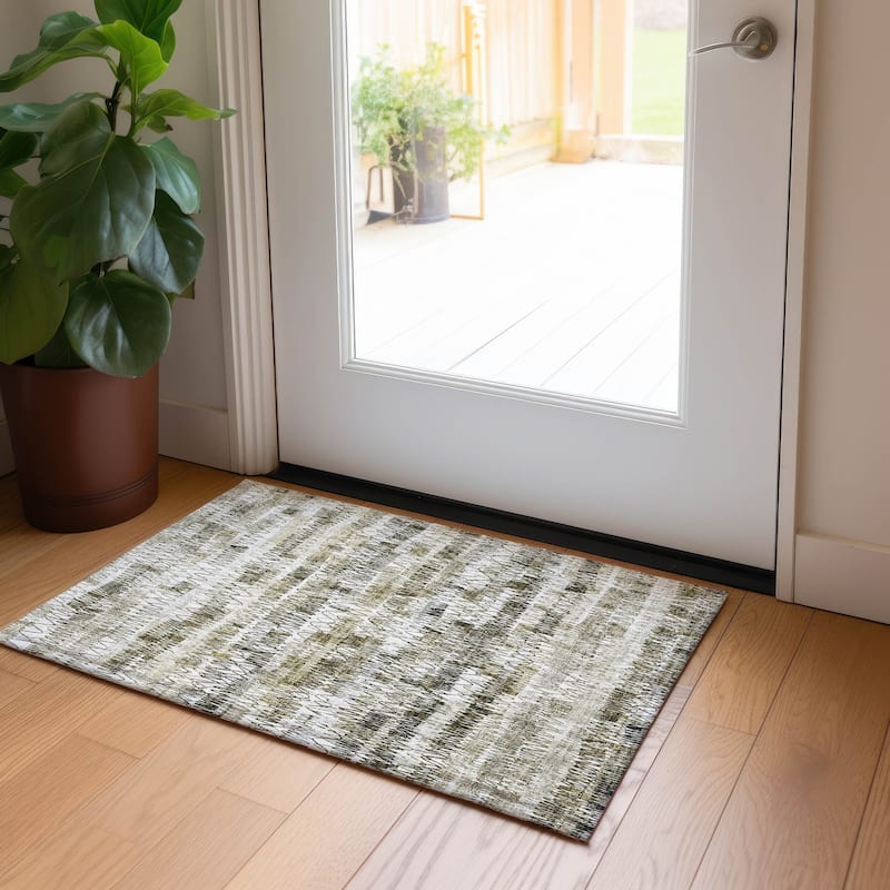 Machine Washable Indoor/ Outdoor Chantille Abstract Zig Zag Rug