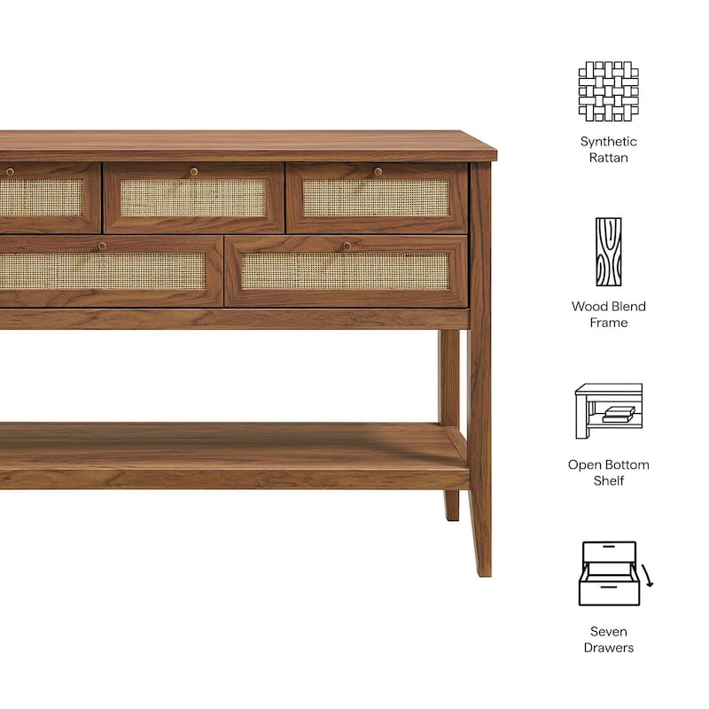 Soma 62 Inch Rattan Console Table