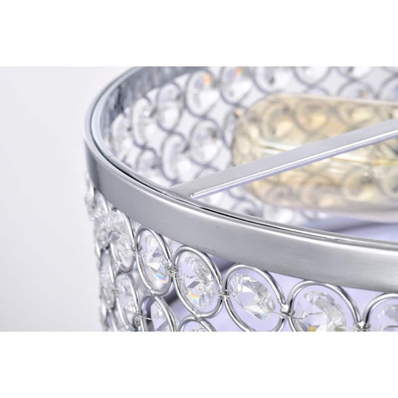 Eudocia 13 Inch Modern Drum Crystal Ceiling Lighted Pendant Chandelier Chrome Finish 2-Light - N/A