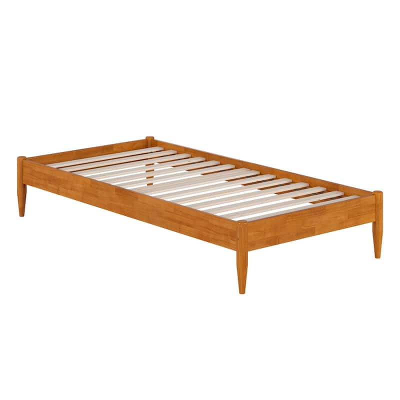 Twin XL Platform Bed Frame - Light Toffee Wood Bed