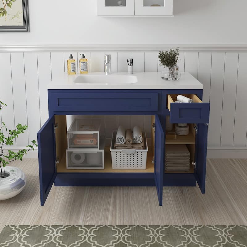 Vanity Art 51" Oak Freestanding Bathroom Vanity Cabinet without Top