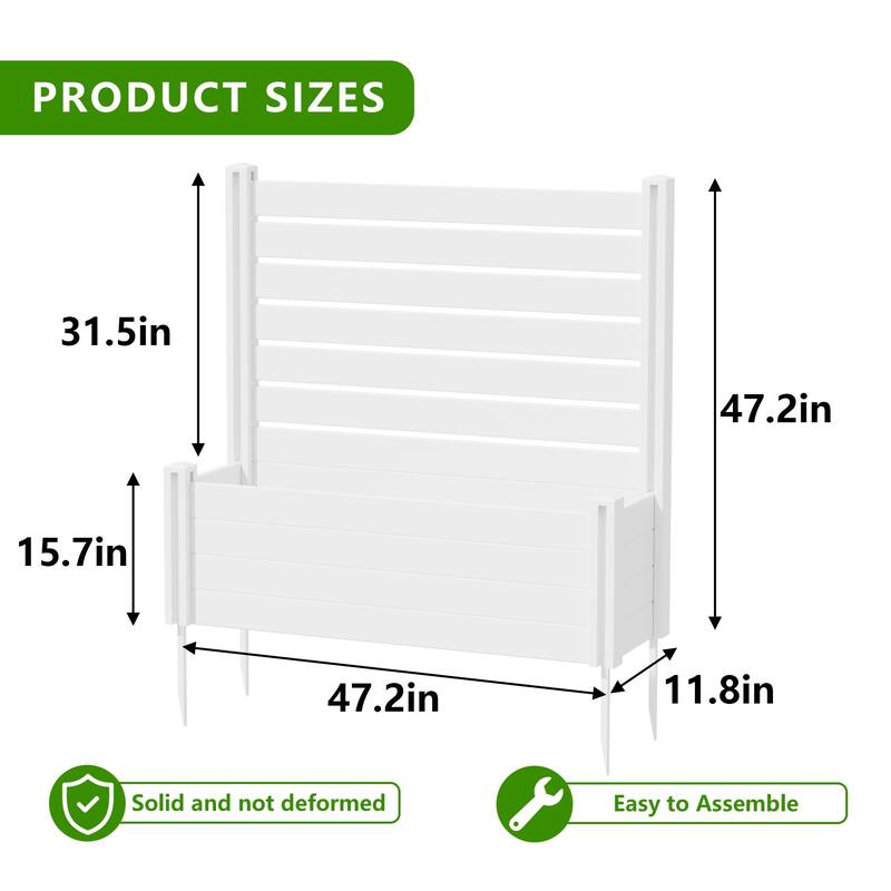 Outdoor PVC Privacy Raised Garden Bed Panels Planter Box With Ground Stakes