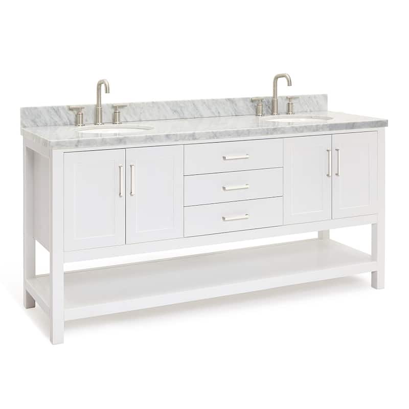Ariel S073DCWOVO Magnolia 72" Free Standing Double Basin Vanity Set