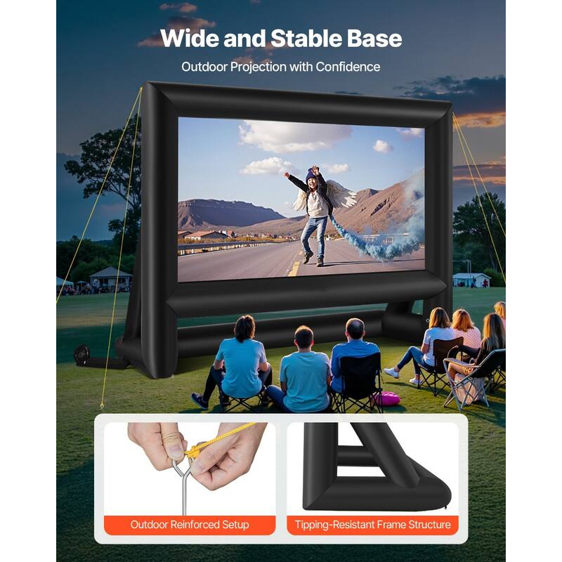 Inflatable Movie Screen, Inflatable Projector Screen with Portable Storage Bag, 16:9 Easy Set Up Movie Projection for