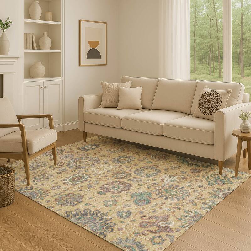 Premium Washable Super Soft Traditional Global Mayfield Rug - Gold - 2'6" x 3'10"