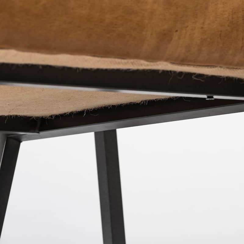 Armelle II Brown Leather Seat w/ Gray Metal Frame Accent Chair - - 28.25" W x 32.75" D x 30.0" H