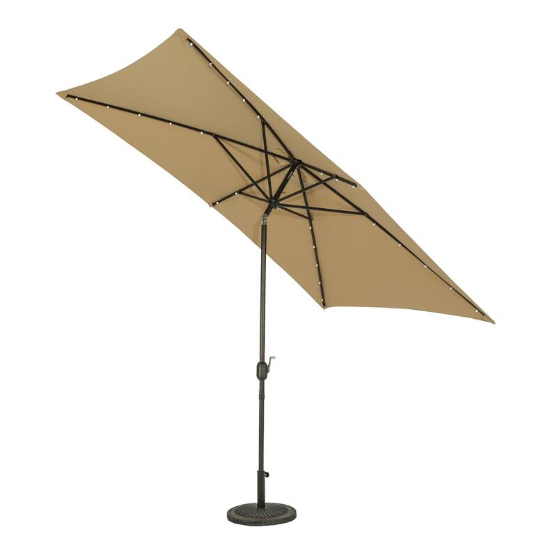 Island Umbrella Nassau 6.5-ft x 10-ft Rectangular Market Umbrella with LED Bulb Lights - Breez-Tex Canopy