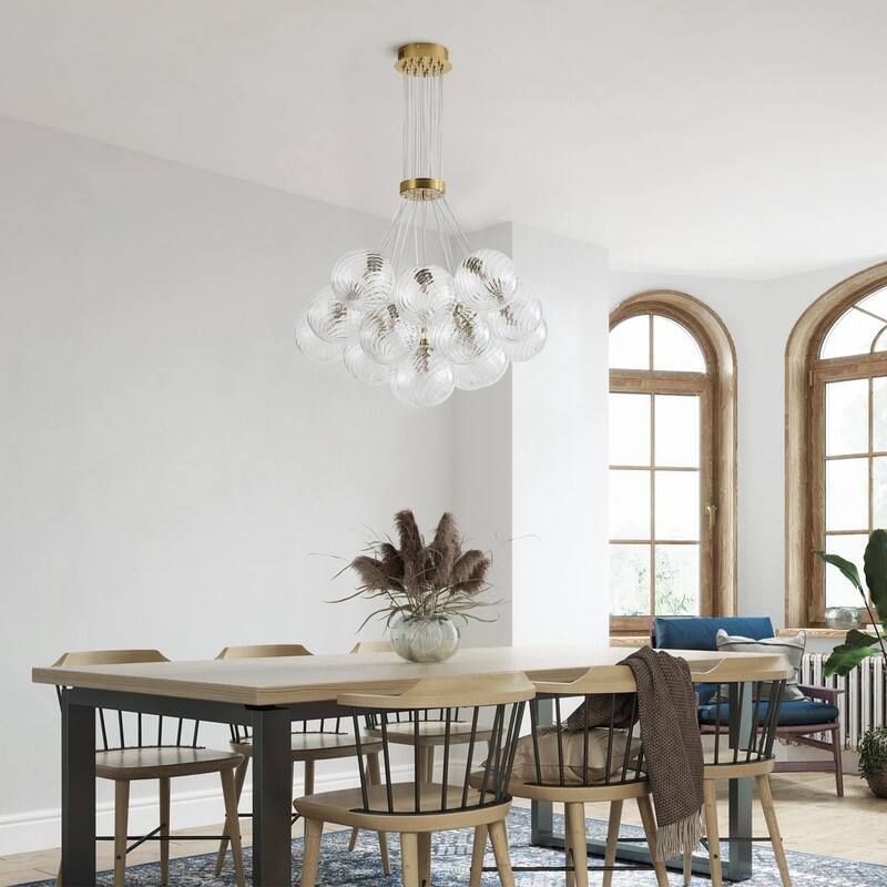 Modern 19‑Light Textured Glass Globe Chandelier - N/A