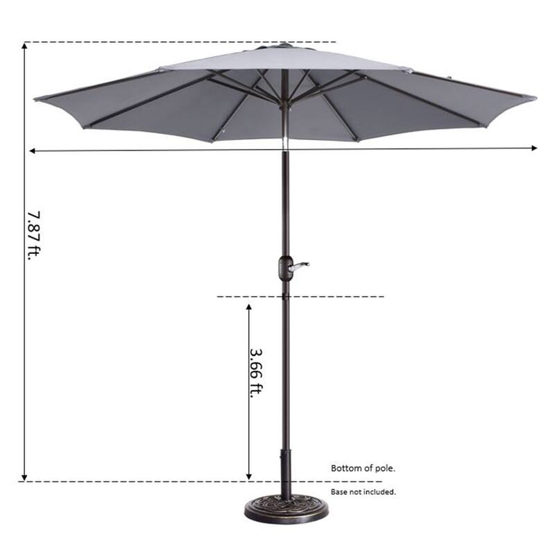 9-Foot Patio Umbrella - Easy Crank Outdoor Table Umbrella by Villacera (Gray)