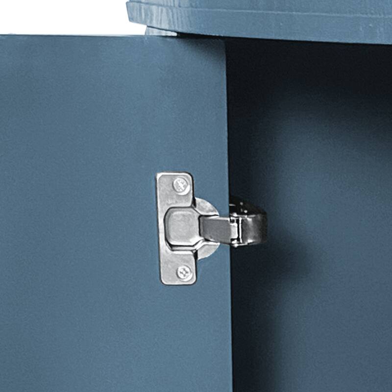 Curved Sideboard Storage Cabinet with 4 Doors & Adjustable Shelves, Modern Buffet Cabinet Console Table Coffee Bar Cabinet, Blue