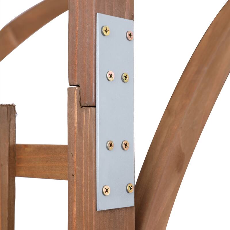 84.65" H Dark Brown Fir Wood Garden Arch for Climbing Plants with Rustproof Iron Frame - 62.99” x 23.62” x 84.65" (L x W x H)