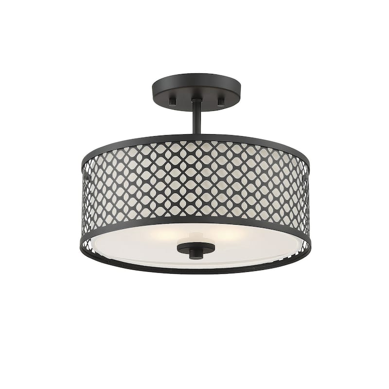 Trade Winds Hutchins Semi-Flush Mount Drum Ceiling Light - Matte Black
