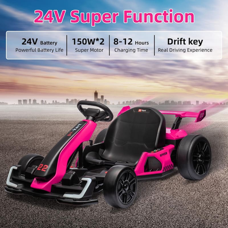 Go Karts for Kids,24V Electric Go Kart with 2 * 150W Powerful Motors